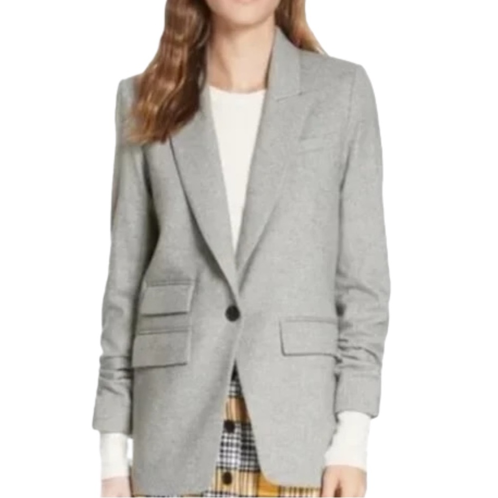 Veronica Beard Light Gray Single-Button Blazer